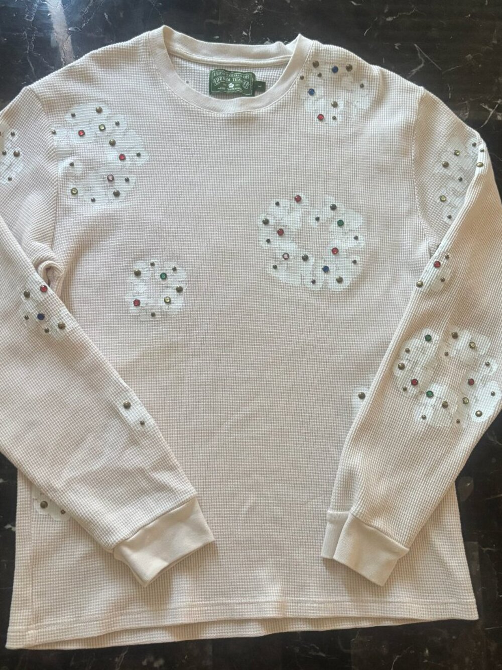 denim tears rhinestone wreath thermal oatmeal adult size L